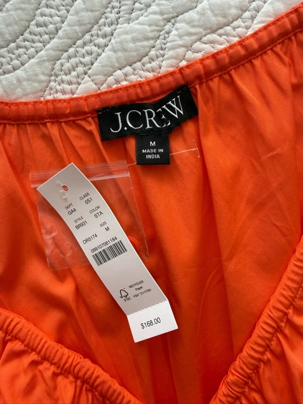 NWT - J. Crew - V-neck Midi Dress in Cotton Poplin - Sweet Tangerine